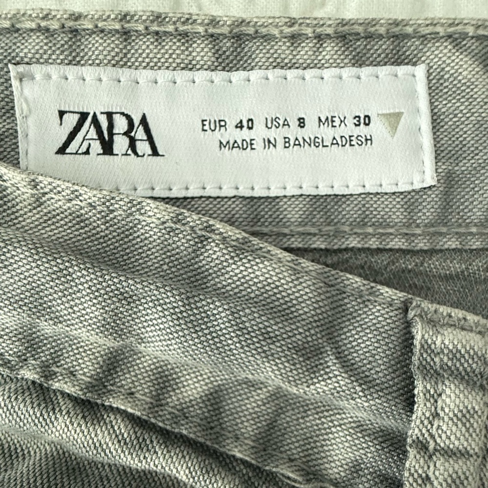 Zara Gray Flare Wide Leg Jeans High-Waisted - Picture 5 of 11